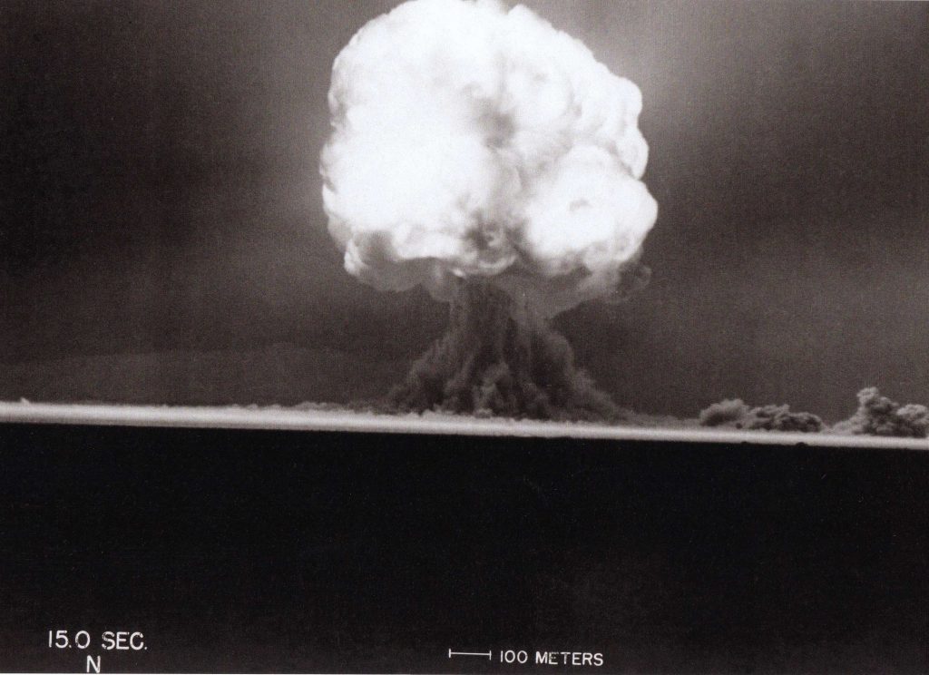 The Trinity test, 15 seconds after detonation. Photo courtesy of David Wargowski.